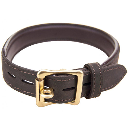 Bound Nubuck Leather Collar with O Ring