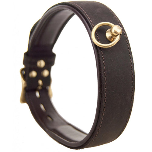 Bound Nubuck Leather Collar with O Ring