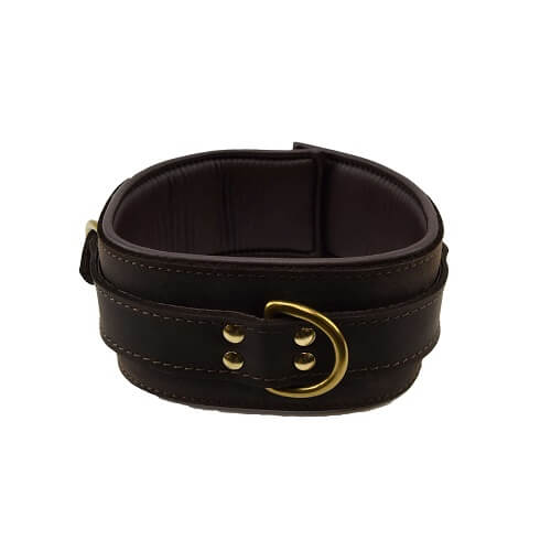 Bound Nubuck Leather Collar with D Rings