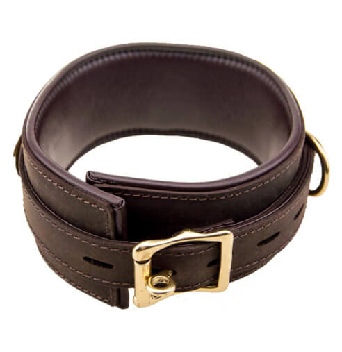 Bound Nubuck Leather Collar with D Rings