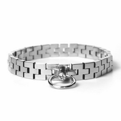 Black Label Stainless Steel Watch Band Collar With Gem Lock