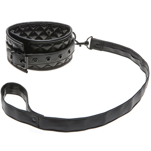 X-Play Faux Leather Quilted Collar & Leash